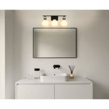 Mansfield 24-inch 3-light Matte Black Vanity Light with Opal Glass Shades