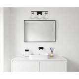 Mansfield 24-inch 3-light Matte Black Vanity Light with Opal Glass Shades