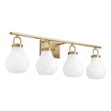 Mansfield 34-inch 4-light Champagne Gold Vanity Light with Opal Glass Shades
