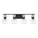 Mansfield 34-inch 4-light Matte Black Vanity Light with Clear Glass Shades
