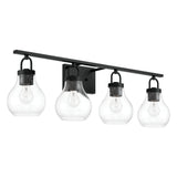 Mansfield 34-inch 4-light Matte Black Vanity Light with Clear Glass Shades