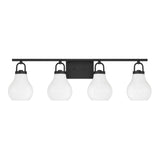 Mansfield 34-inch 4-light Matte Black Vanity Light with Opal Glass Shades