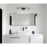 Mansfield 34-inch 4-light Matte Black Vanity Light with Opal Glass Shades