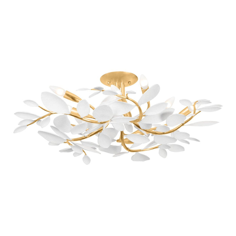 Marabec Semi Flush - Vintage Gold Leaf with White Plaster