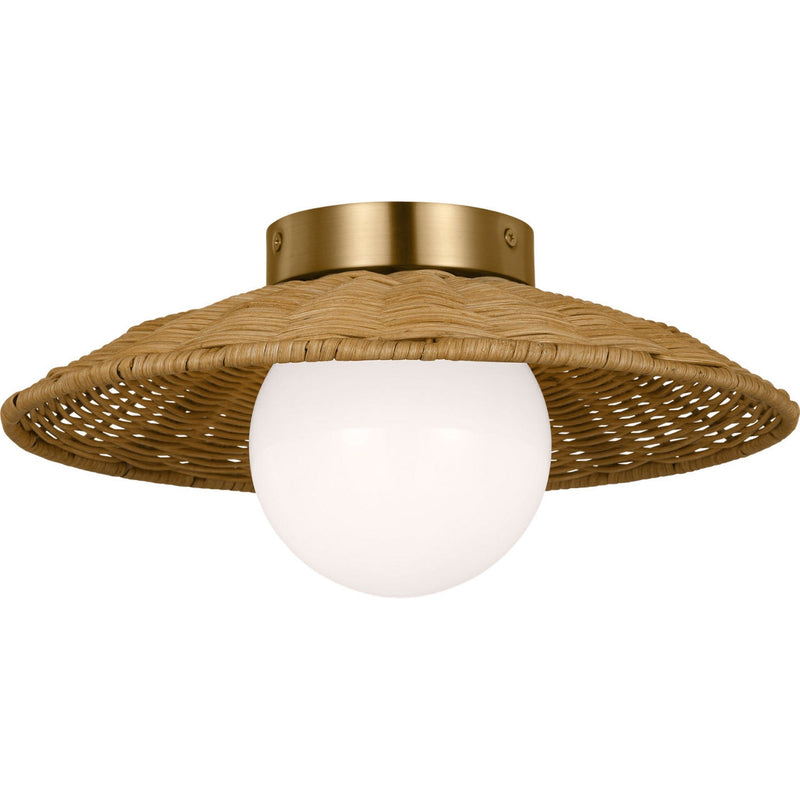 Mari Flushmount — 13", Milk, Burnished Brass