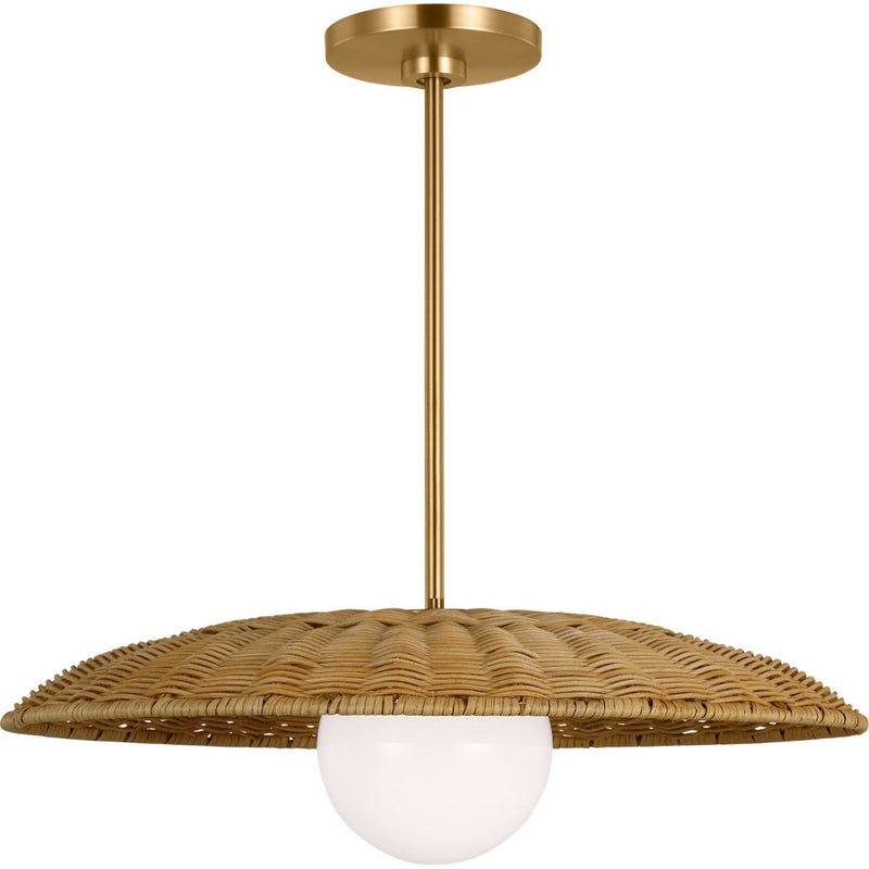 Mari Pendant — 21 5/8", Milk, Burnished Brass