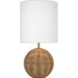 Mari Table Lamp — 9 1/2", White Linen, Burnished Brass
