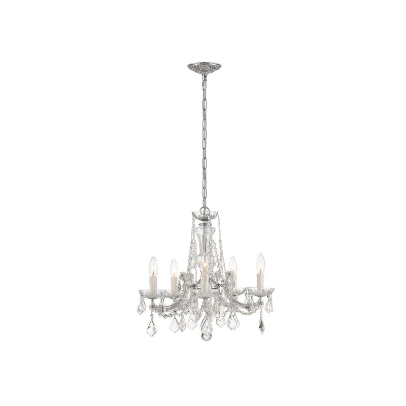 Maria Theresa Crystal Chandelier, Compact 6-Light 20'' Polished Chrome
