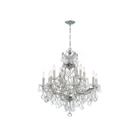 Maria Theresa Crystal Chandelier, Wide 12-Light 28'' Polished Chrome