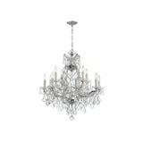 Maria Theresa Crystal Chandelier, Wide 12-Light 28'' Polished Chrome