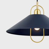 Mariel Pendant Aged Brass Soft Navy By Mitzi Detailed View