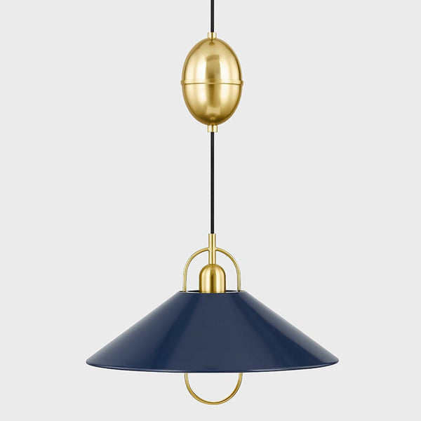 Mariel Pendant Aged Brass Soft Navy By Mitzi Front View