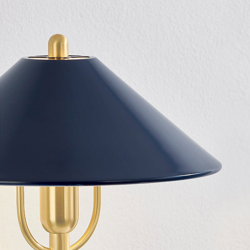 Mariel Wall Sconce Aged Brass Soft Navy By Mitzi Detailed View