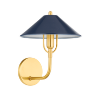 Mariel Wall Sconce Aged Brass Soft Navy By Mitzi