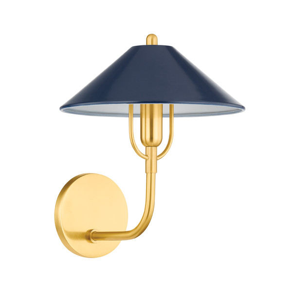 Mariel Wall Sconce Aged Brass Soft Navy By Mitzi