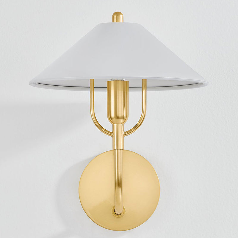 Mariel Wall Sconce Aged Brass Soft White By Mitzi Front View