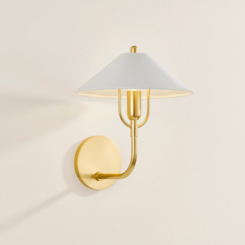 Mariel Wall Sconce Aged Brass Soft White By Mitzi Side View
