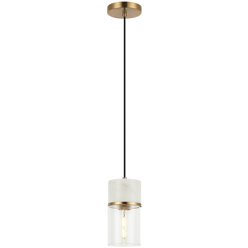 Marmor Pendant Light Small Aged Gold Brass White Marble By Matteo
