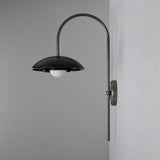Marrakesh Arc Wall Light - Antique Silver & Matte Black