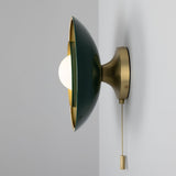 Marrakesh Pull Chain Wall Light Satin Brass & Racing Green
