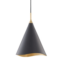 Martini Pendant - 13 Inch - Gold Leaf with Black by Hudson Valley