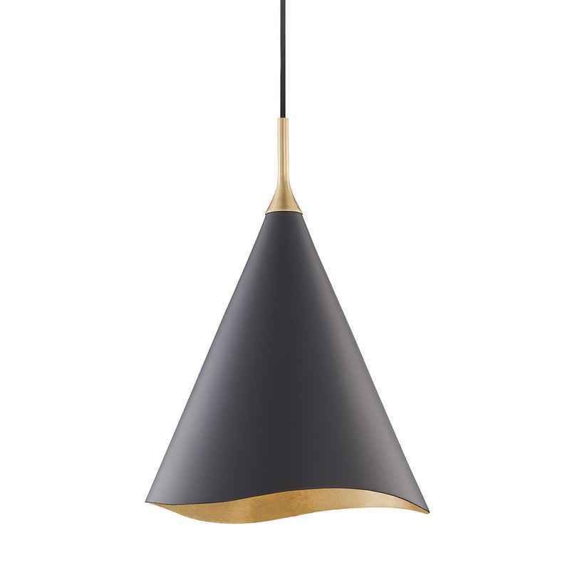 Martini Pendant - 13 Inch - Gold Leaf with Black by Hudson Valley