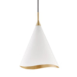 Martini Pendant - 13 Inch - Gold Leaf with White by Hudson Valley