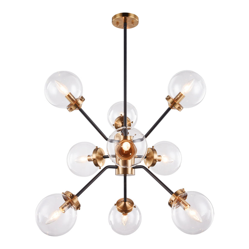 Maru Chandelier 28 Inch Aged Gold Brass Clear