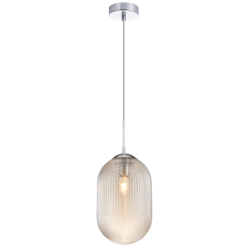 Maruna Long Pendant Light Chrome Gognac Glass By Matteo