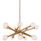 Matchstix Chandelier Large Aged Gold Brass Clear Glass By Matteo - Front View1