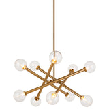 Matchstix Chandelier Medium Aged Gold Brass Clear Glass By Matteo - Front View2
