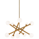 Matchstix Chandelier Medium Aged Gold Brass Opal Glass By Matteo - Front View1