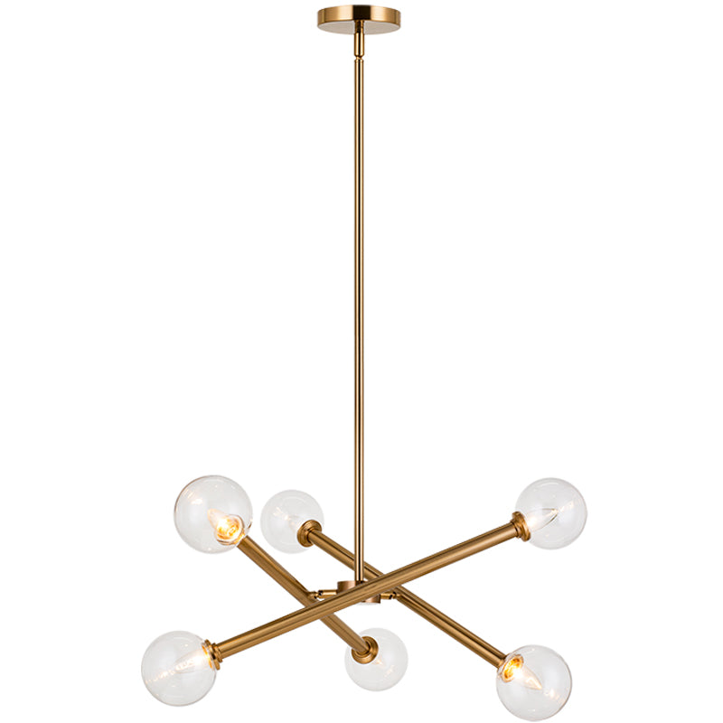 Matchstix Chandelier Small Aged Gold Brass Clear Glass By Matteo