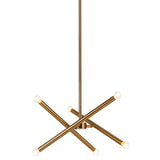 Matchstix Chandelier Small Aged Gold Brass Opal Glass By Matteo - Front View1