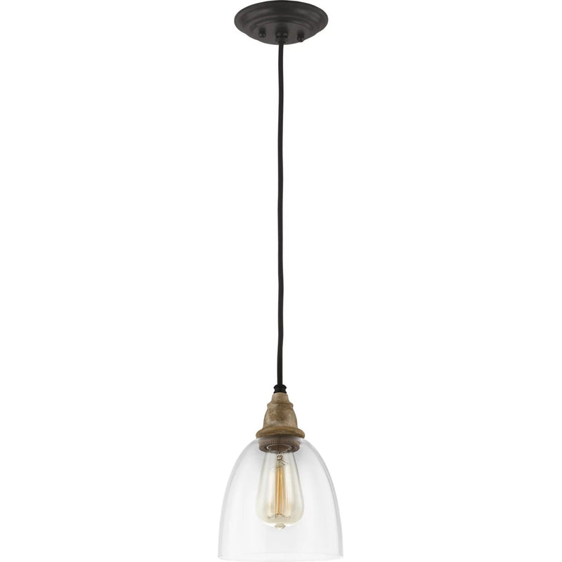 Matrimonio Pendant — 6.38 Inch, Driftwood / Dark Weathered Zinc