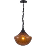 Matte Black/Amber Glass Farrah Pendant by Alora Lighting