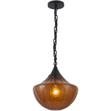 Matte Black/Amber Glass Farrah Pendant by Alora Lighting