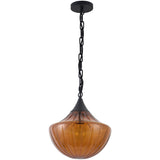 Matte Black/Amber Glass Farrah Pendant by Alora Lighting