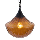 Matte Black/Amber Glass Farrah Pendant by Alora Lighting
