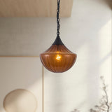 Matte Black/Amber Glass Farrah Pendant by Alora Lighting