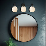 Matte Black/Glossy Ribbed Opal Glass Cherise Vanity Light by Alora Lighting