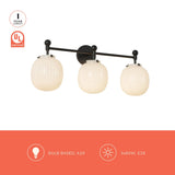 Matte Black/Glossy Ribbed Opal Glass Cherise Vanity Light by Alora Lighting Light Source