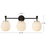 Matte Black/Glossy Ribbed Opal Glass Cherise Vanity Light by Alora Lighting Dimensions