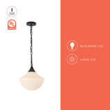 Matte Black/Glossy Ribbed Opal Glass Farrah Pendant by Alora Lighting Light Source