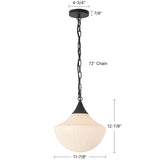 Matte Black/Glossy Ribbed Opal Glass Farrah Pendant by Alora Lighting Dimensions