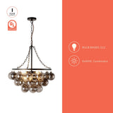 Matte Black/Smoked Glass 24inch Faye Chandelier by Alora Lighting Light Source