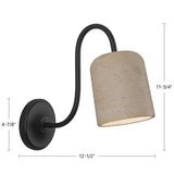 Matte Black/Travertine Bromley Wall/Vanity Light by Alora Lighting Dimensions