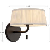 Matte Black/White Linen 8inch Scout Wall/Vanity Light by Alora Lighting Dimensions