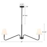 Matte Black/White Linen Sloan Linear Pendant by Alora Lighting Dimensions