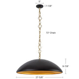 Matte Black 28inch Grant Pendant by Alora Lighting Dimensions